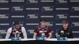Texas A&M men's basketball team discusses NCAA tournament win over Saint Mary's