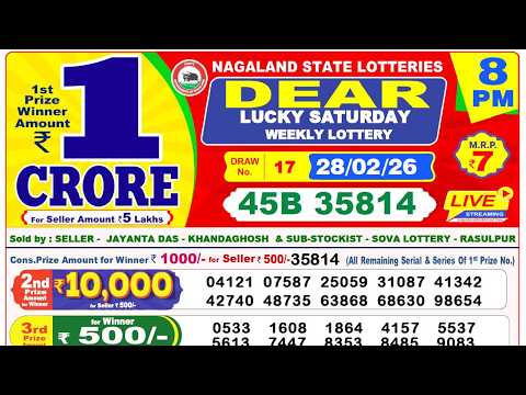Nagaland Lottery Sambad Live 8pm 28.02.2026 | Lottery Live