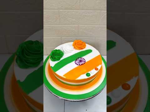 Indian Flag Colour 🇮🇳 Cake #cake #tirangacake #tiranga Tiranga Cake Design #shorts #ytshorts #art