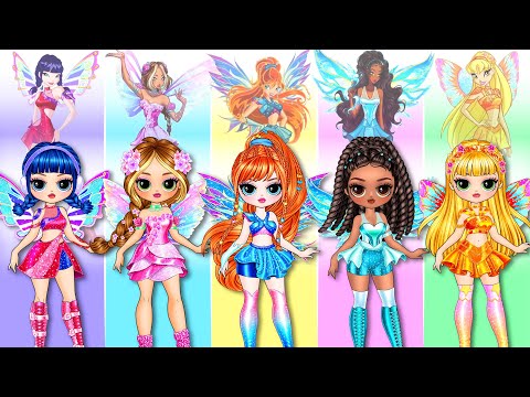Disney Princesses Transform Into Winx Club Fairies! | Best DIY Fashion Paper Dolls