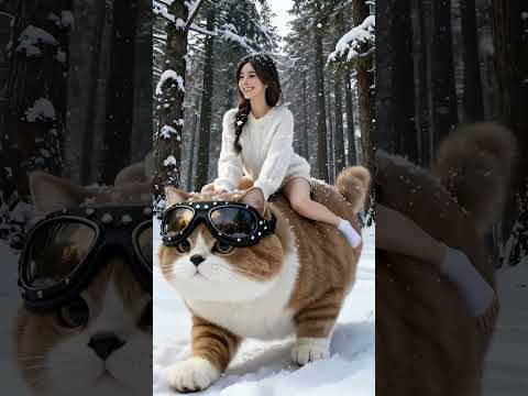 Riding a Giant Cat Through the Snow Forest ❄️🐱 | A Dream You’ll Want to Live In