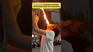 University freshman amazes classmates with fire breathing #fyp #china #performance #student