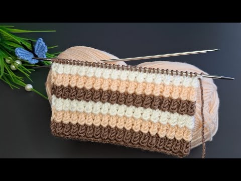 Kolay iki şiş örgü yelek,atkı,bere model 🧶Eays crochet knitting