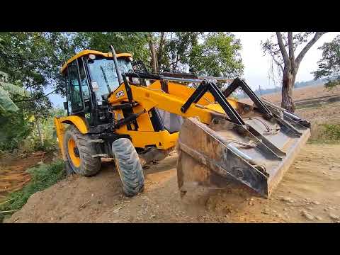 jcb backhoe loader clearing weeds in pwd road #jcb backhoes#jcb video