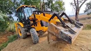 jcb backhoe loader clearing weeds in pwd road #jcb backhoes#jcb video