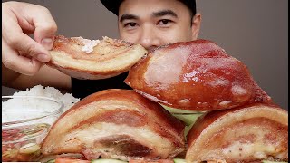 CRISPY PORK JOWL MUKBANG ASMR | SPICY VINEGAR DIP