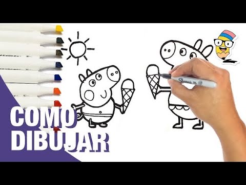 Como Dibujar a GEORGE y PEPPA PIG en la PLAYA 🏖️ 🐷🐷✍️ Paso a Paso