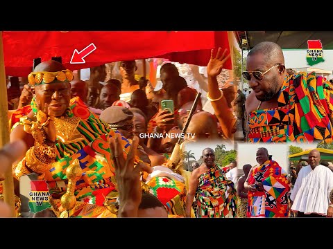 Otumfour Rides in his palanquin at 1st Akwasidae 2025 As Despite, Ibrahim Mahama & Dr K Oteng arrive