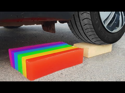 Experiment Car vs Giant Rainbow Jelly