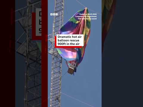 Dramatic hot air balloon rescue in Texas. #Texas #BBCNews | BBC News