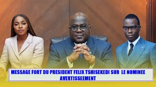 JOURNAL -  MESSAGE FORT DU PRESIDENT FELIX TSHISEKEDI APRES LA NOMINATION DES MINISTRES