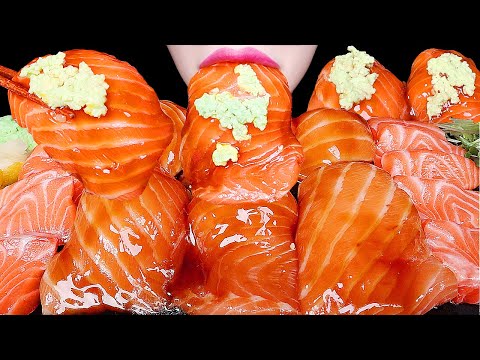 ASMR GIANT SALMON SASHIMI SUSHI 대왕 연어 초밥 먹방 MUKBANG EATING SHOW