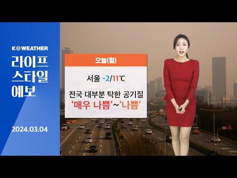 [날씨] 3월4일_오늘(월) 대부분 탁한 공기 질…낮에는 포근