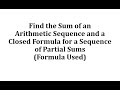 Arithmetic Sequences and Closed Formulas