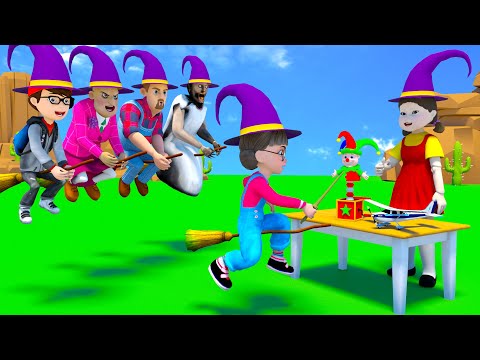 Scary Teacher 3D vs Squid Game 2 Witch and Magic Wand 5 Times Challenge