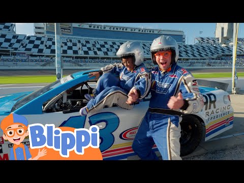 Blippi and Meekah visit the Racecar Speedway! | Kids Cartoons | Party Playtime!