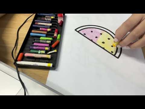 Instructions for coloring a picture of a watermelon slice evenly and beautifully