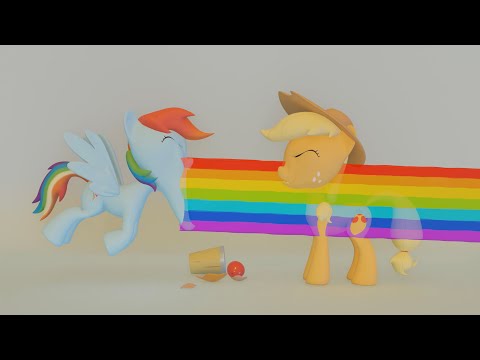 Rainbow Dash and Applejack Spitting At Each Other