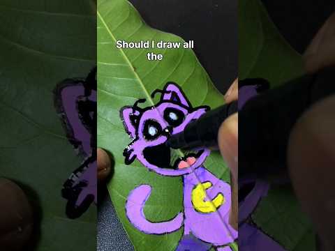 Drawing Catnap🌙But on a leaf🍃😱With Posca Markers! #shorts #art #painting