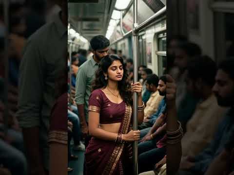 Girl has asthma attack and leans on boy混雑した電車の中でOn the crowded tram#滿員電車#ai #fulltrain#満員電車