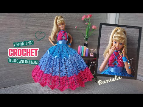 Vestido grande de crochê para Barbie 👗 Daniela