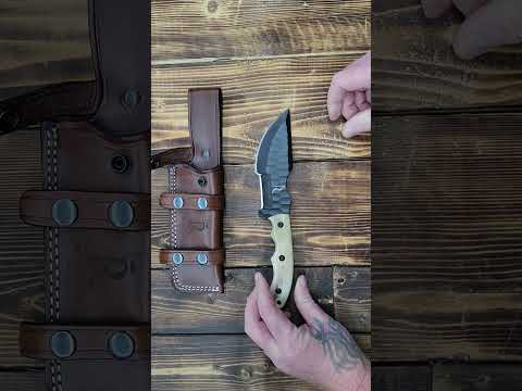 10” Handmade Tracker Hunting Knife w Camel Bone Handle & Sheath, Full Tang 1095C High Carbon Steel