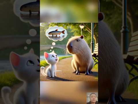 Capybara Saves a Helpless Kitten from Naughty Kids! 🐱❤️@ZeusAi-s2y#cat #capybara #catlover #shorts