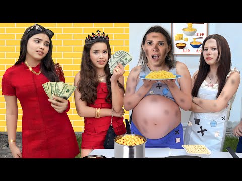 Mamãe grávida abriu um restaurante de macarrão 🍜 Mãe rica vs mãe pobre *Novelinha*
