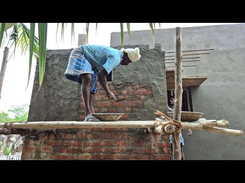 Plastering Technology_Bathroom Outside Brickwall Plastering with Cement|Speed PlasteringConstruction