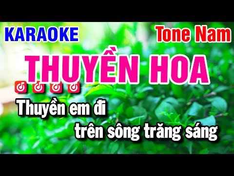 Karaoke Thuyền Hoa Nhạc Sống Tone Nam | Beat Huỳnh Anh