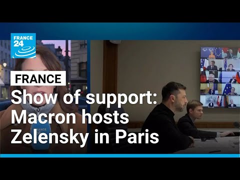 YouTube video thumbnail: Show of Support: Macron Hosts 'Beleaguered' Zelensky in Paris