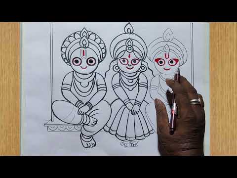 how to draw lord jagannath,balabhadra,subhadra for happy rathyatra special,rath yatra special drawin