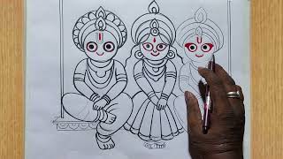 how to draw lord jagannath,balabhadra,subhadra for happy rathyatra special,rath yatra special drawin