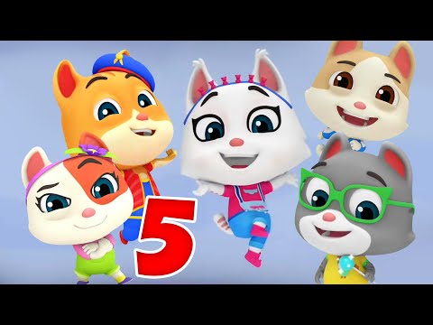 Five Little Kittens Jumping On The Bed, Nursery Rhymes and Songs for Kids