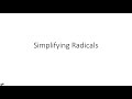 Simplifying Radicals and Exponents