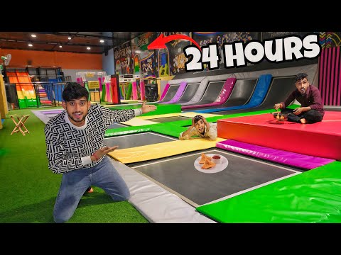 Living 24 hours in trampoline park challenge