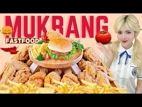 Tóc Vàng mukbang gà rán và hamburger