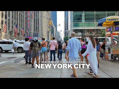 New York Manhattan Summer Walk, 7th Avenue, Broadway, 8th Avenue, Madison Square and 5th Avenue, 4K