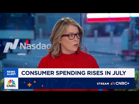 YouTube video thumbnail: Seeing Really Positive Consumer Spending From Both Retail and Services: Bofa's Liz Everett Krisberg