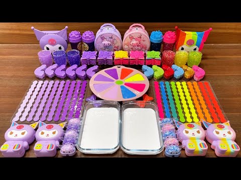 Mixing Glossy Slime with Purple vs Rainbow Kuromi Toys #53