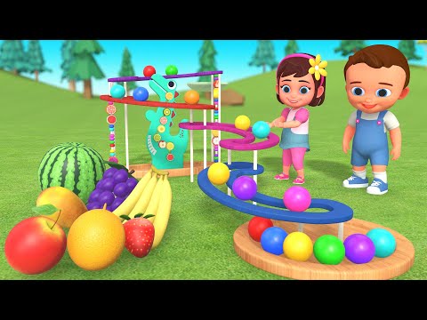 Learn Fruits and Colors: Toddler's Fun with Wooden Beads Toy Slider for Early Learning and Play Edu!