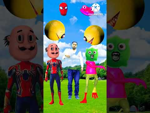 Funny frog and spiderman right head matching with dame tu cosita alian me motu pacman #viral #shorts