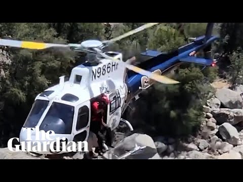 YouTube video thumbnail: Police Rescue California Man Trapped Behind Waterfall for two Days