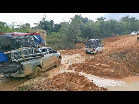 Toyota Hilux Pickup Truck In Mud Route - 4x4 Extreme Trail And All Stuck