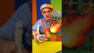 Can Blippi Save the Dino 🔥🦖 from a BURNING BUILDING?! 🚒 Rescue Misssion Pretend! #shorts