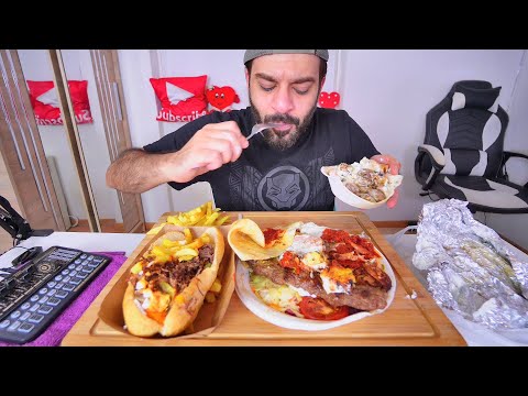 مشاوي وسندويتسة تشيز ستيك لذيذة وفطر بصلصة الكريم الحامض Cheesesteak sandwich  mixed grill