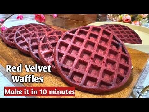 Valentine's Day Special Red Velvet Waffles in 5 Minutes | Valentine's Day Dessert Hindi Recipe