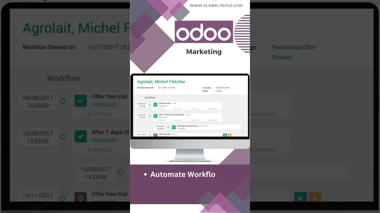 #Odoo #Marketing #Automation Module Overview | 06.06.2023

A Quick understanding of Odoo #Marketing Management #module Campaign #Events #Socialmedia #Odoosoftware #ERP ...