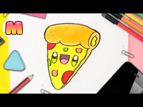 Cómo dibujar una pizza kawaii 🍕 | Dibujo fácil paso a paso