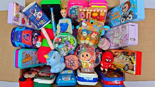 Unboxing stationery items, pencil box with calculator, Highlighter, Pens, Erasner, Sharpener, toys
